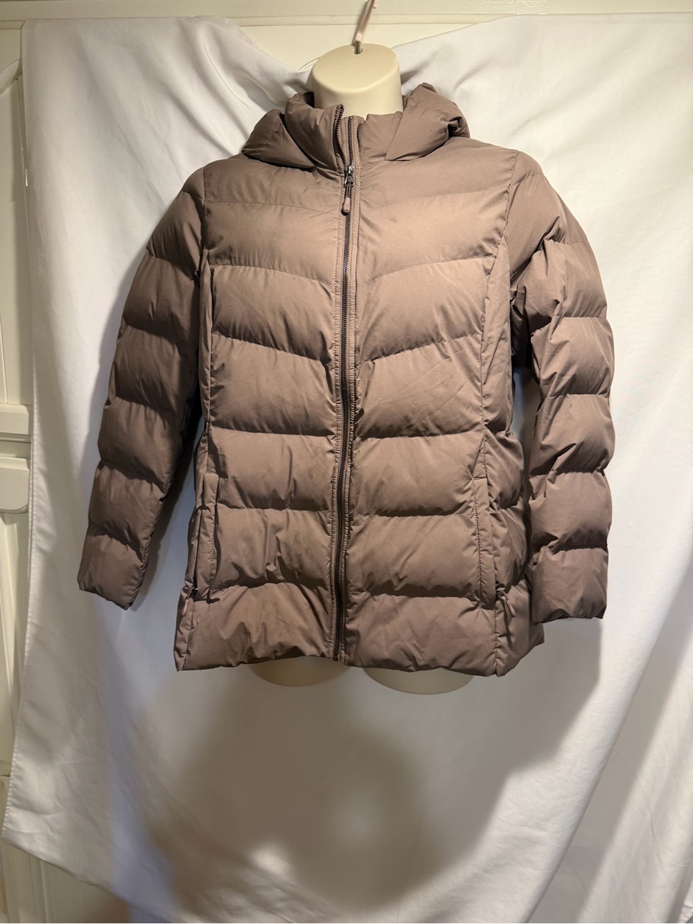 32 Degrees Women's Taupe Hooded Puffer Coat